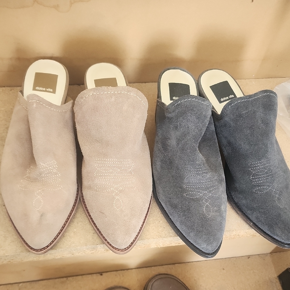 Dolce Vita Women's Suede Mules - Tan and Gray
